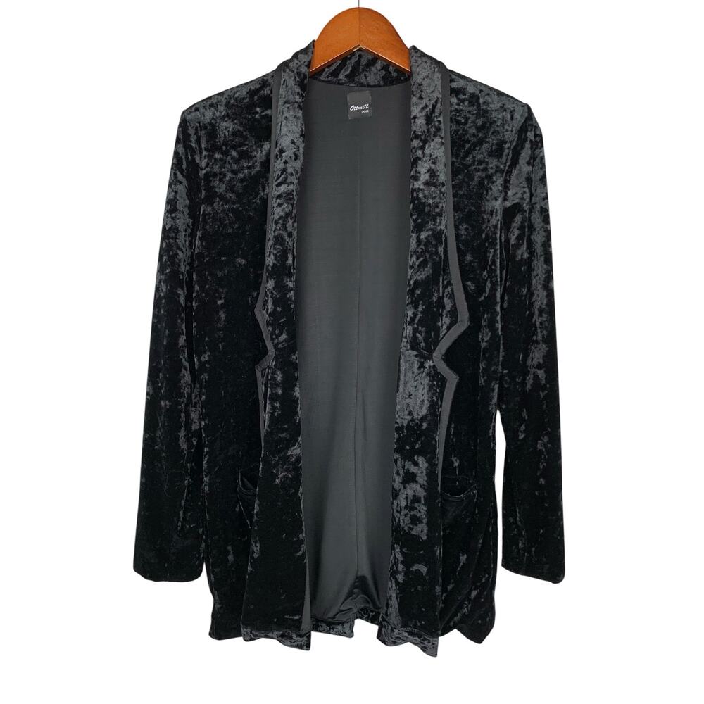 Ottmill Jabez by Nasty Gal Crushed Black Velvet Blazer Jacket Women's S